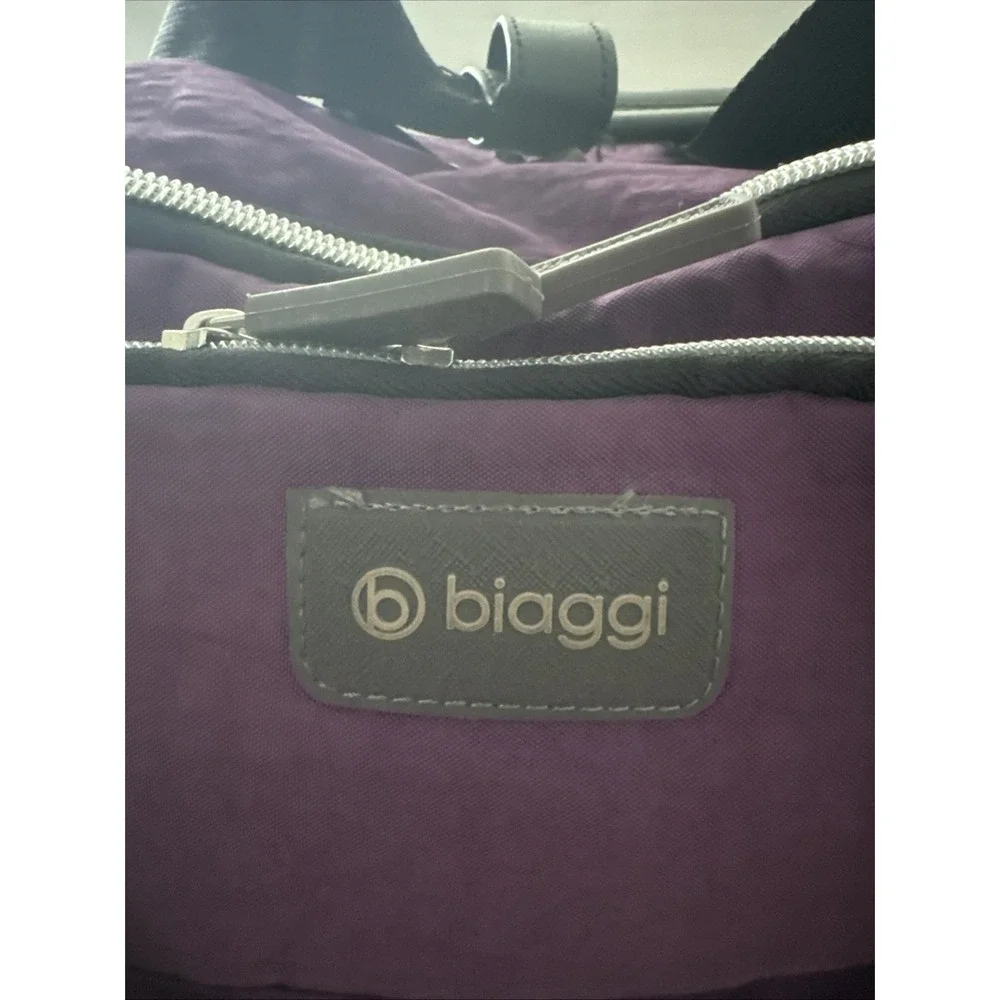Biaggi Zipsak Folding  Expandable Luggage Carry-On Roll Spinner Purple Nylon